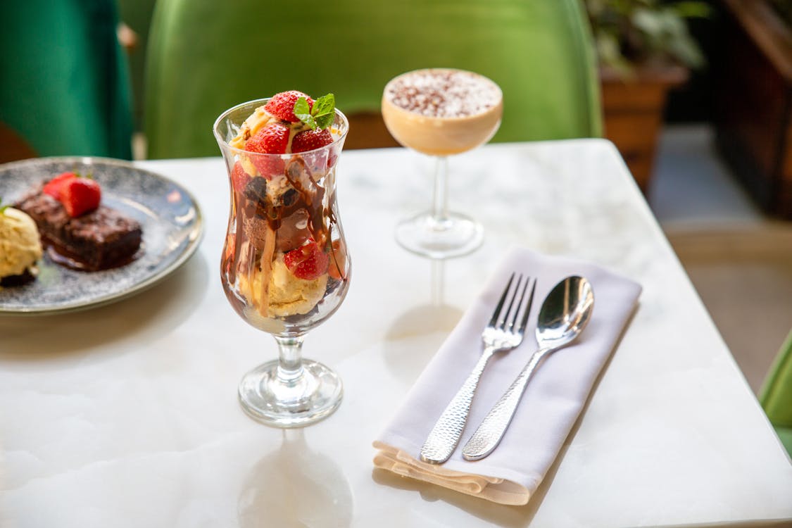 Close-Up Shot of a Glass of Dessert