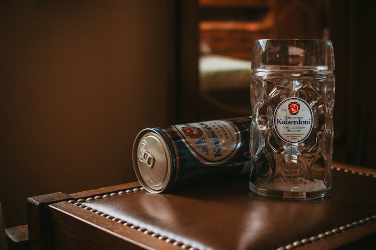 Tin Can Near Clear Glass Mug