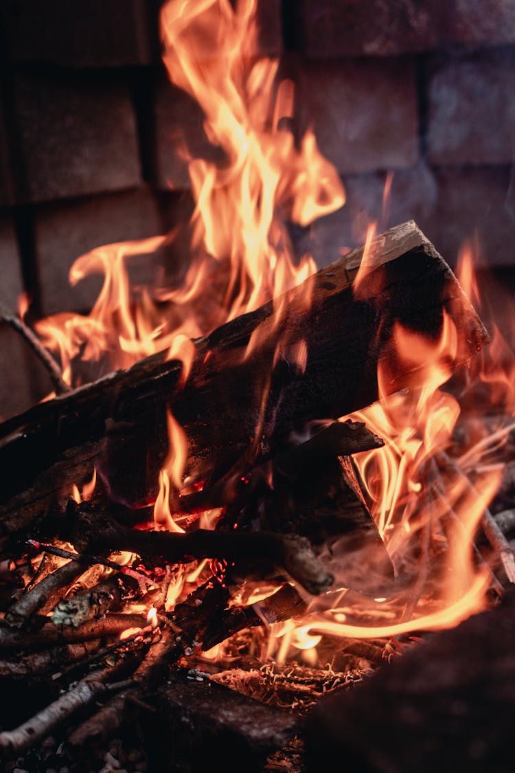 Close-Up Shot Of A Campfire 