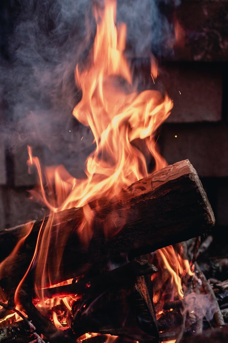 Close-Up Of  A Campfire 