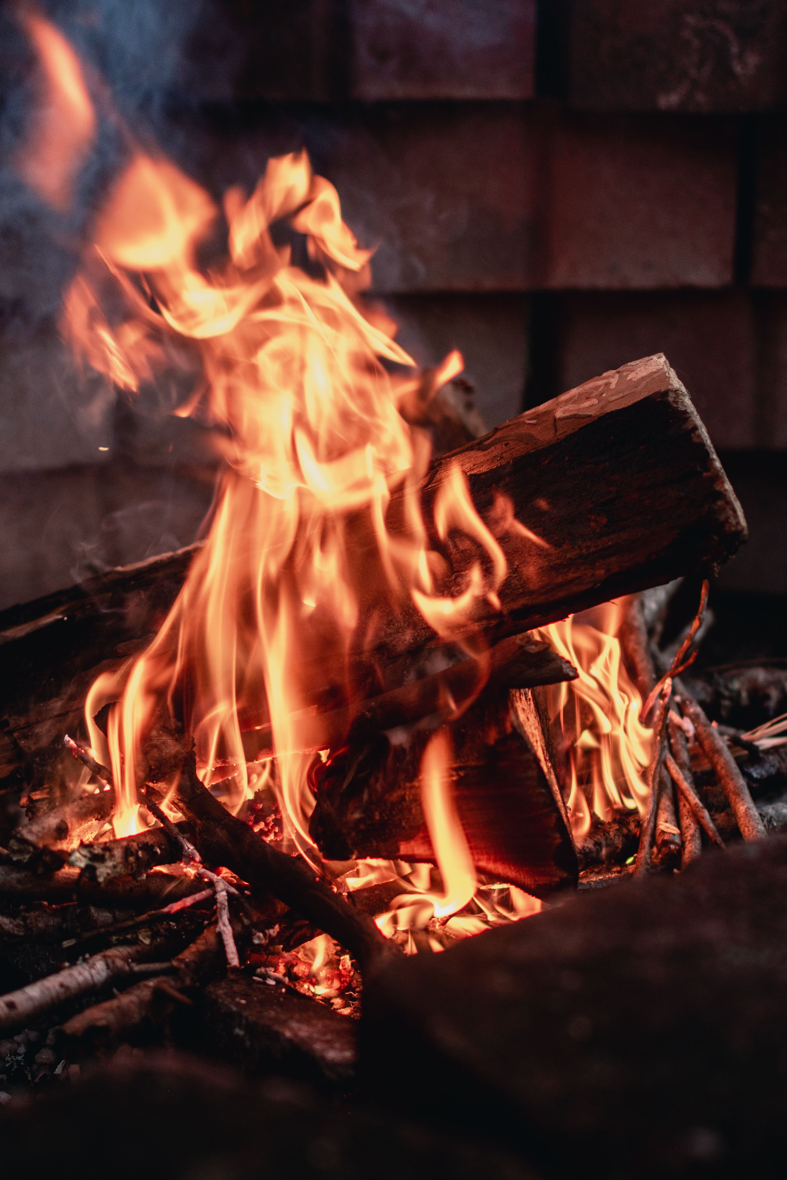 cold red winter firewood