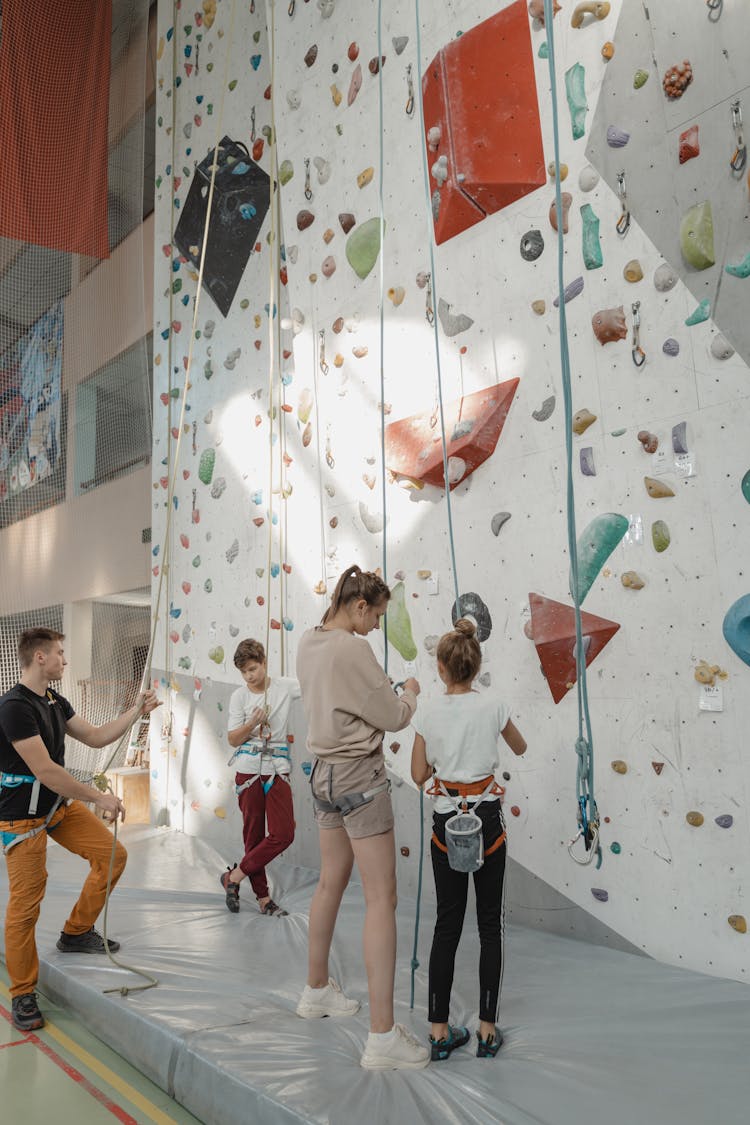 Climbers Wearing Harness