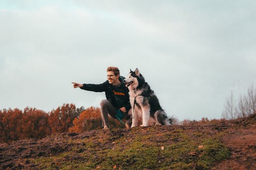 A Man with His Pet Dog