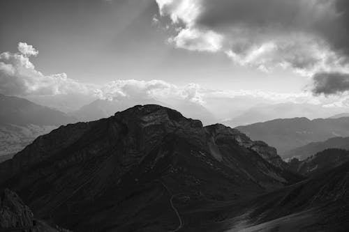 Grayscale Photography of Mountain