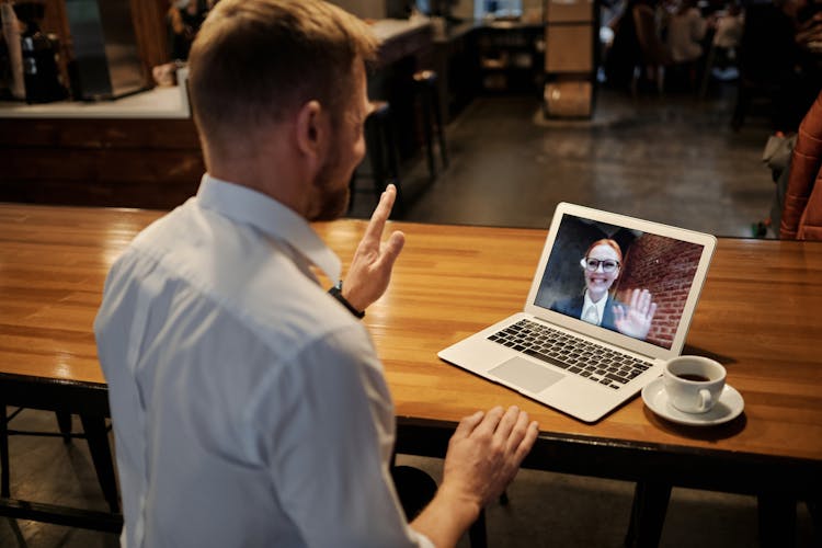 Man Greet During Online Meeting 