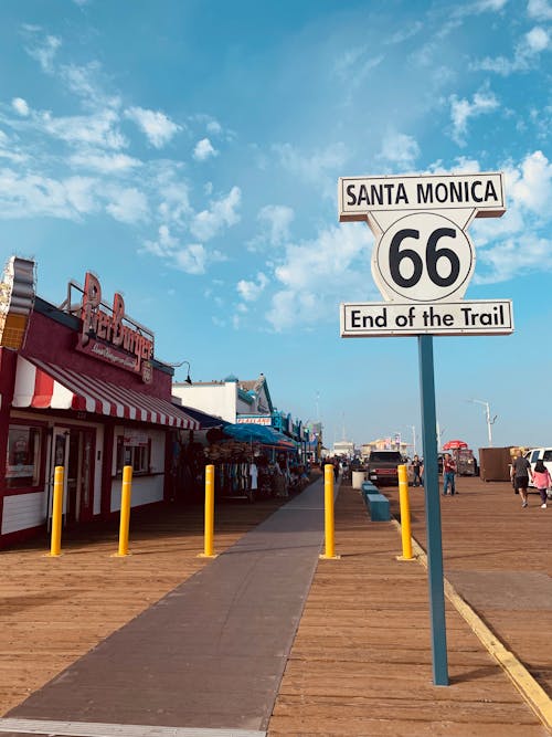 圣莫尼卡码头, 垂直拍摄, 旅遊景點 的 免费素材图片