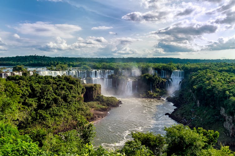 Aerial View Of Iguacu Falls In Brazil