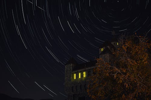 城堡, 夜空, 夜間攝影 的 免费素材图片