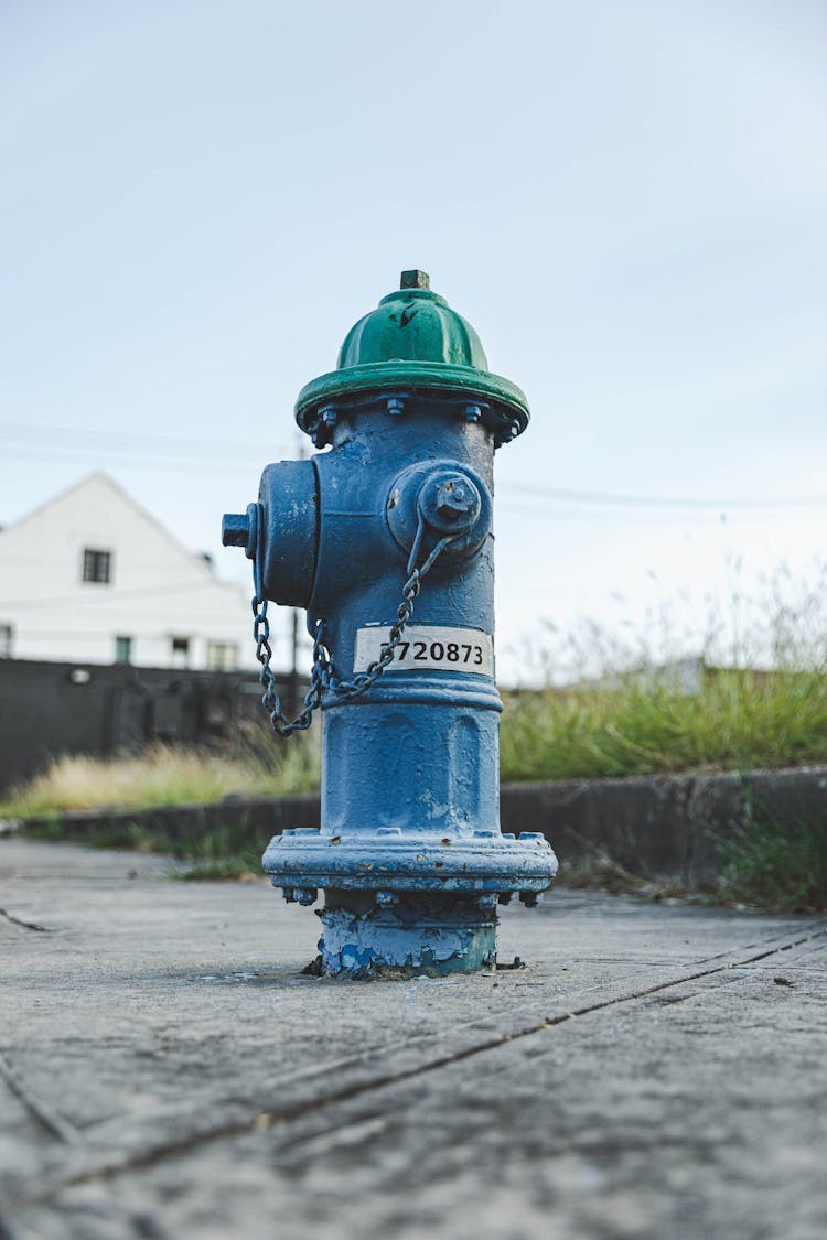 Close-up Of Blue Water Hydrant 