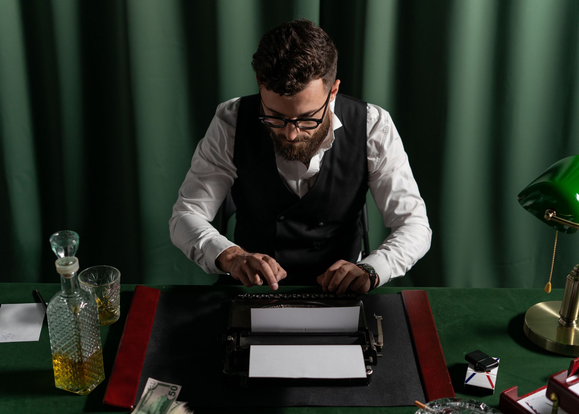 Clerk using Vintage Typewriter