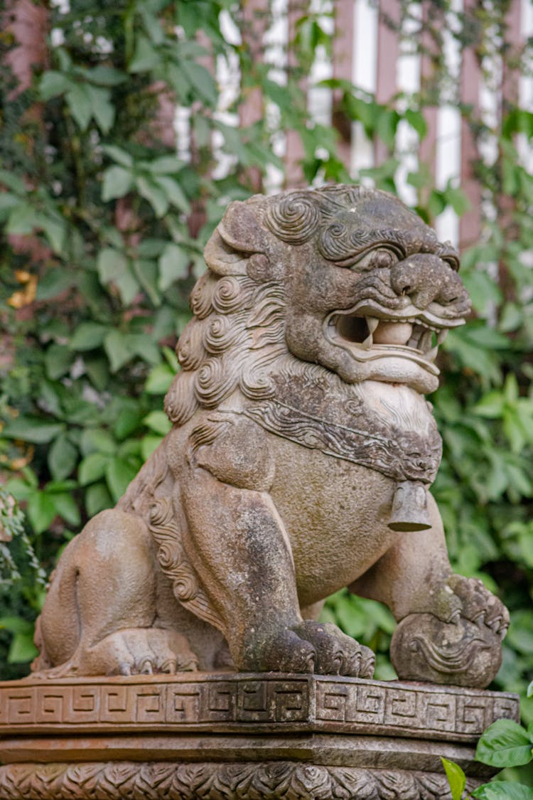 Statue Of Lion On Street