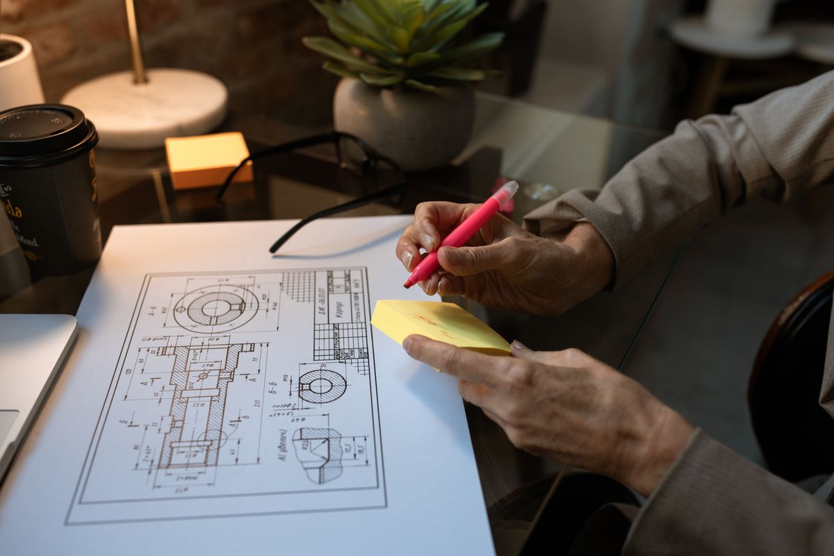Ingeniero revisando planos