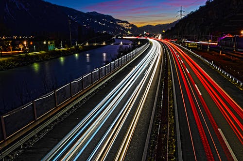 Free Time Lapse Photography of Cars on the Road During Night Time Stock Photo