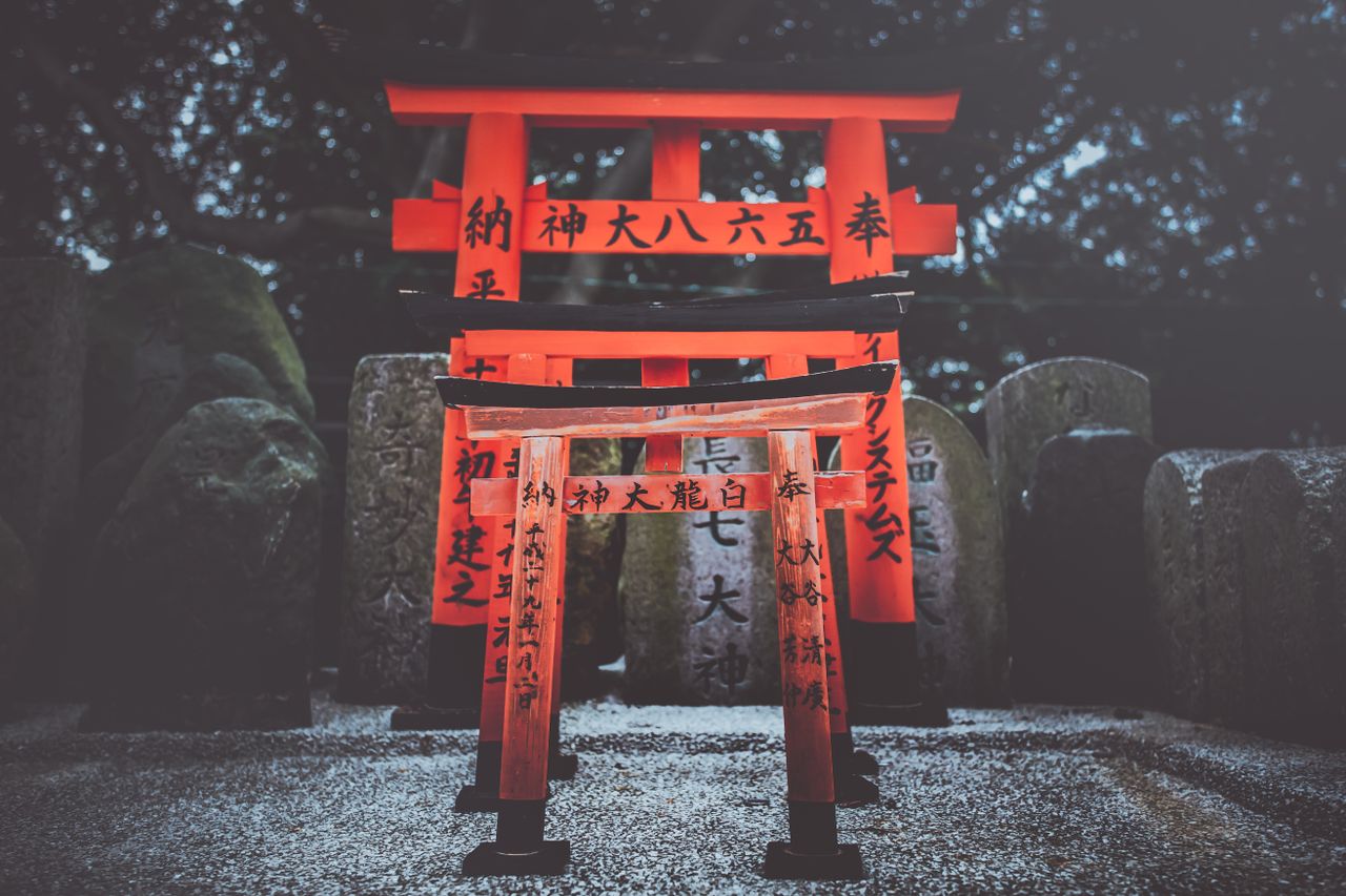 captivating view of traditional red torii gates at fushimi inari shrin