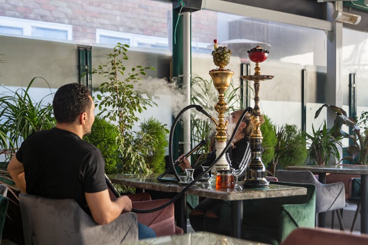 Man Smoking Shisha