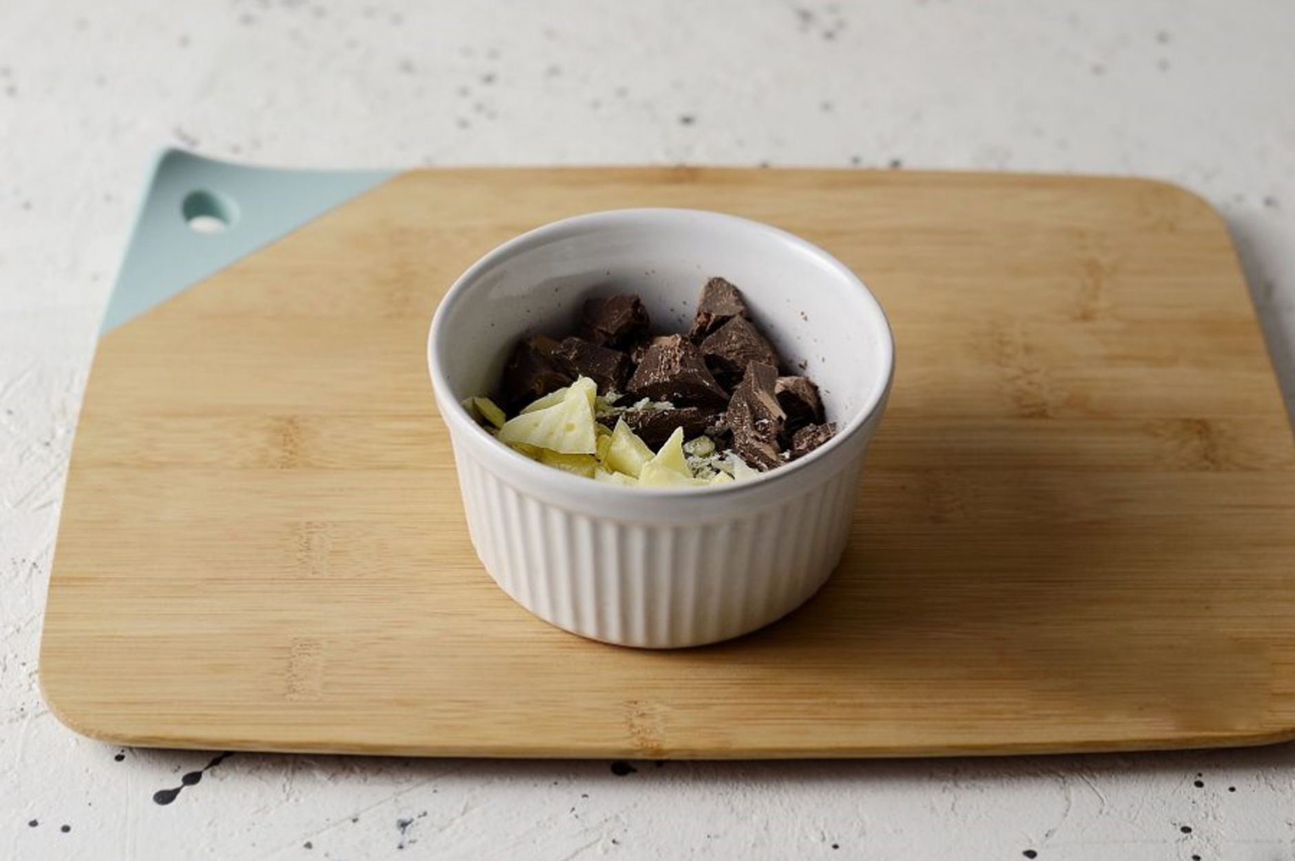 White chocolate bark topped with walnuts and dried fruit