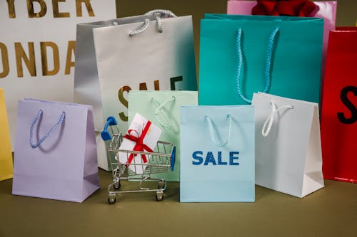 Free  Love Paper Bags With Sale Text Stock Photo