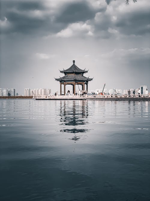 Kostenloses Stock Foto zu bewölkter himmel, china, pavillon