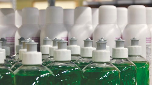 Free White Plastic Bottle Lot Stock Photo