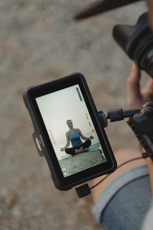 Imagine de stoc gratuită din albastru, aparat de fotografiat, covor de yoga