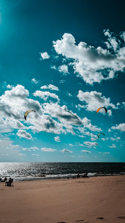 Free stock photo of blue skies, blue sky, kiteboarding