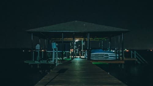 Free stock photo of at night, boat, dock