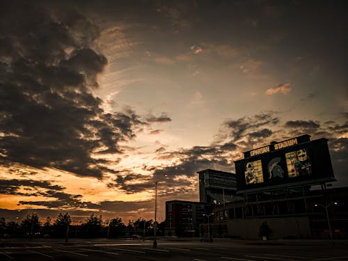 Free stock photo of football, football field, sunset