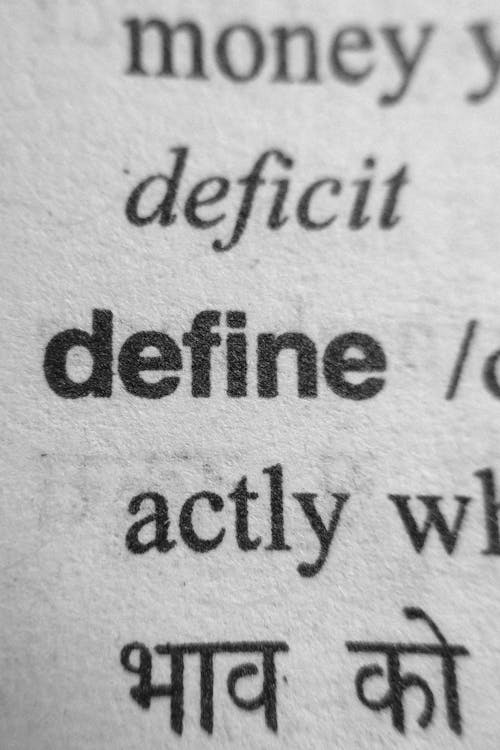 Word define in bold in lexical dictionary page showing correct spelling of words