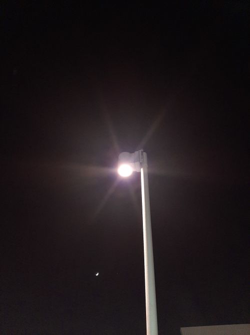Free stock photo of half moon, light reflections, pole light Stock Photo