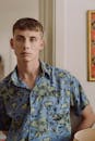 Man in Blue Hawaiian Shirt