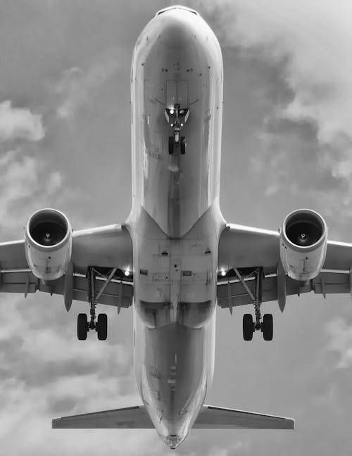 Free stock photo of airplane, airport, black and white Stock Photo