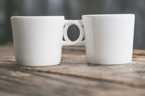 Free Two White Ceramic Mugs Stock Photo