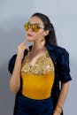 A Woman Wearing Yellow Sunglass