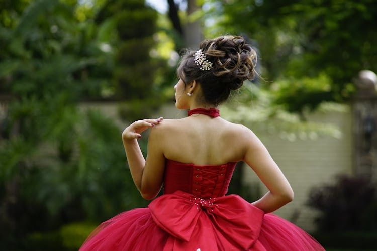 A Woman In Red Gown