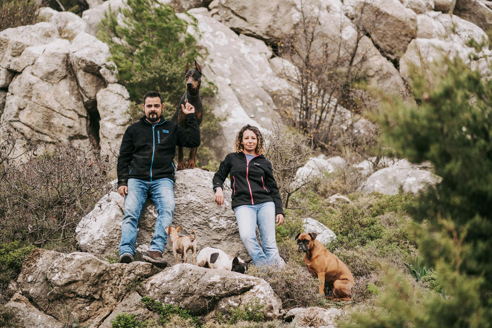 Portrait of a Couple with Dogs