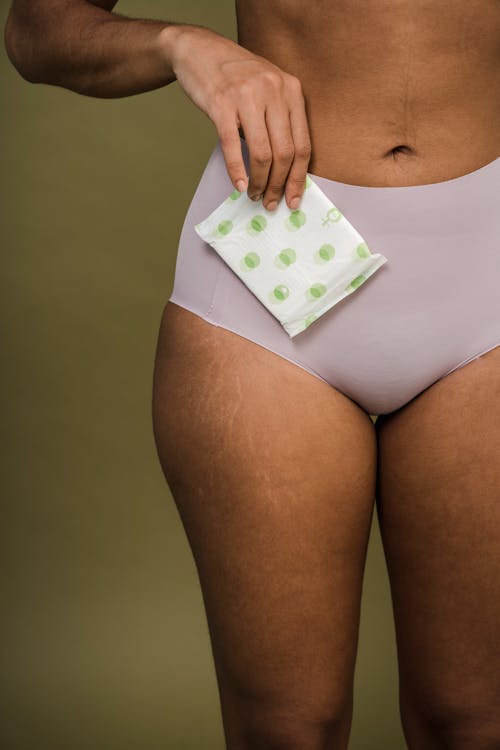 Free Woman in underwear with feminine pad Stock Photo