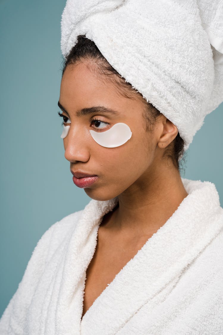 Black Woman In Eye Patches After Bath