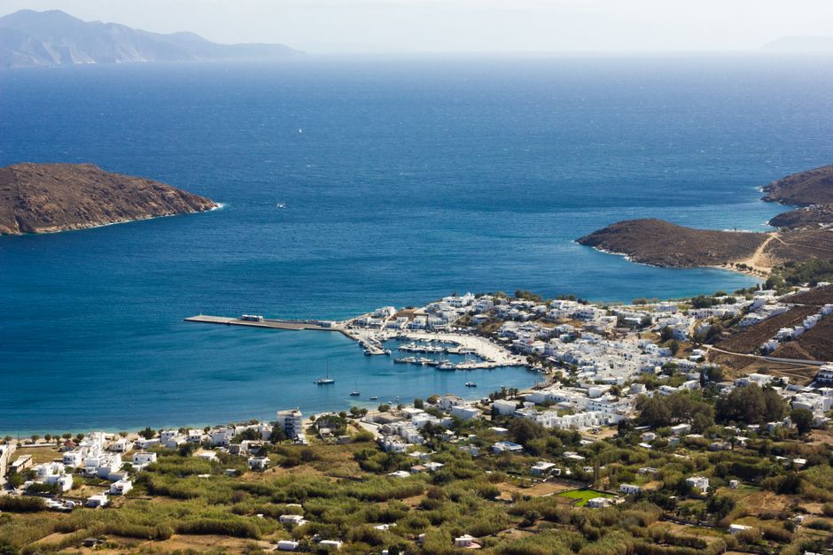 Stunning aerial view of Greek islands from an airplane window