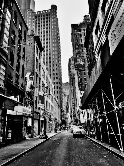 Free Grayscale Photo of a Street in the City Stock Photo