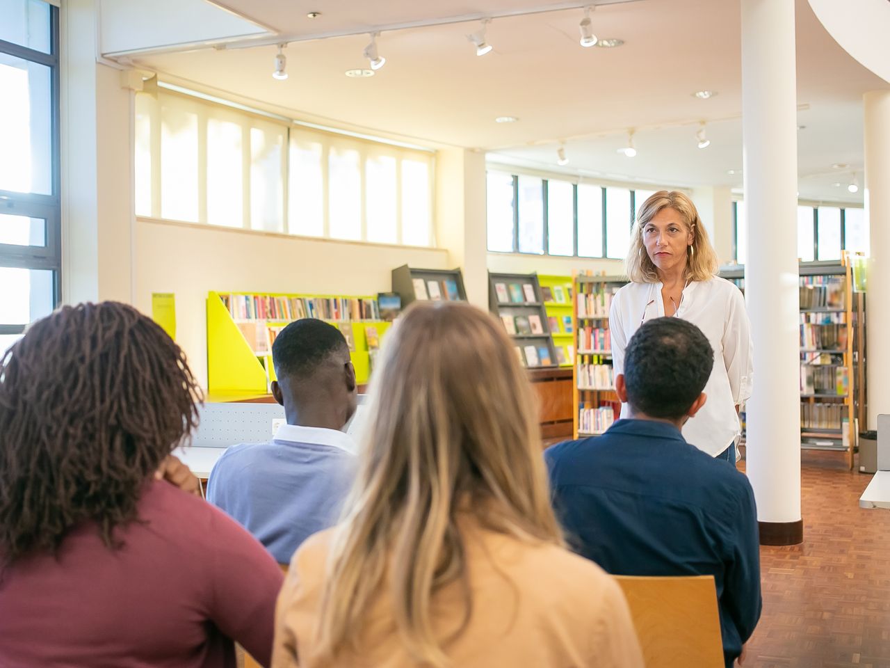 A mixed group of international students attending a university lecture