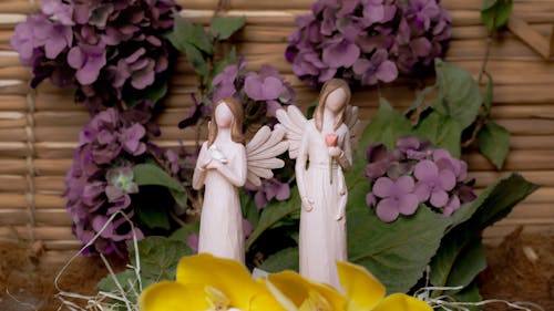 A Close-Up Shot of Angel Figurines