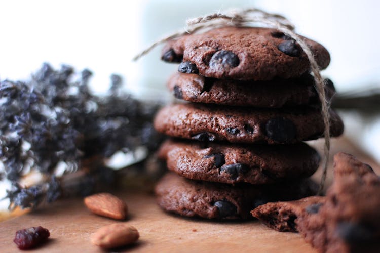 Close-Up Shot Of Stack Of Chocolate Cookies