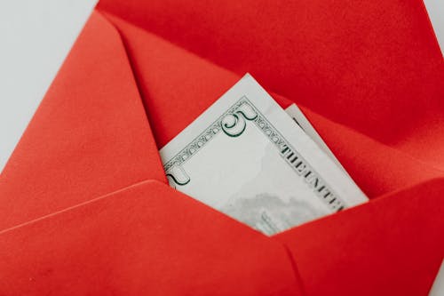 Red Envelope with Dollar Bills Inside