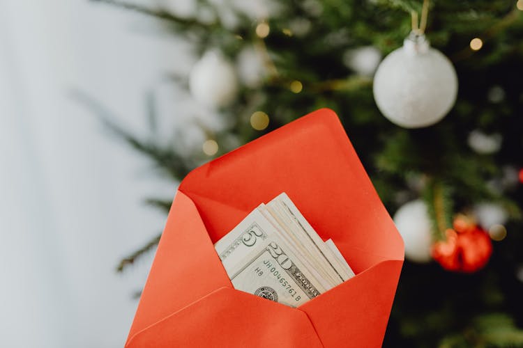 Money Present In Envelope For Christmas Holidays