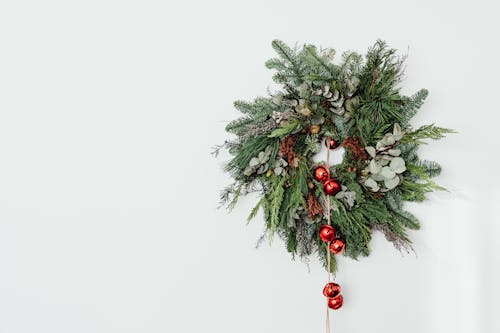 Close-Up Shot of a Christmas Wreath 