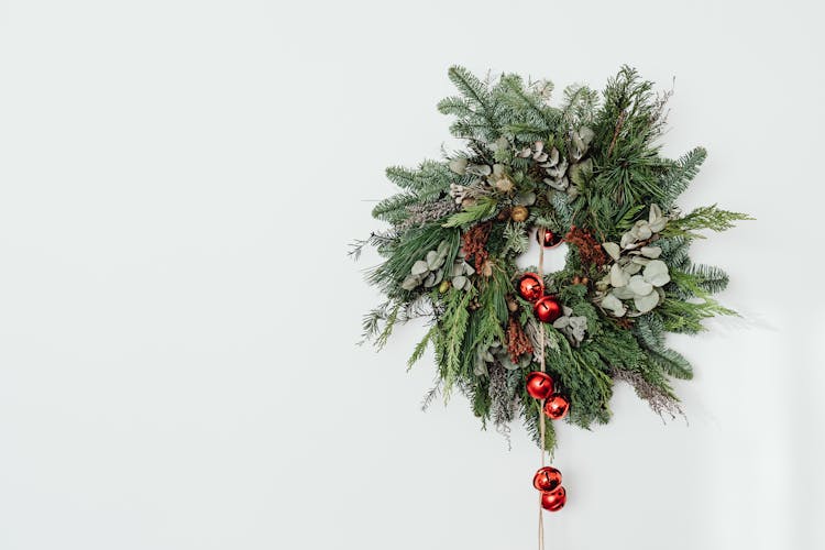 Close-Up Shot Of A Christmas Wreath 