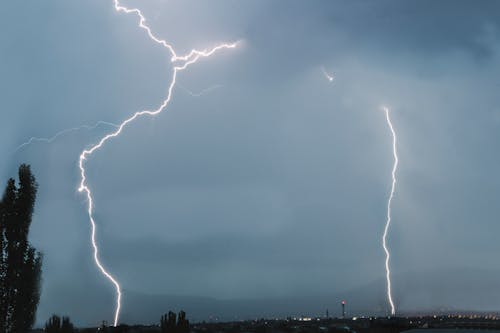 Lightnings Strikes in Stormy Weather