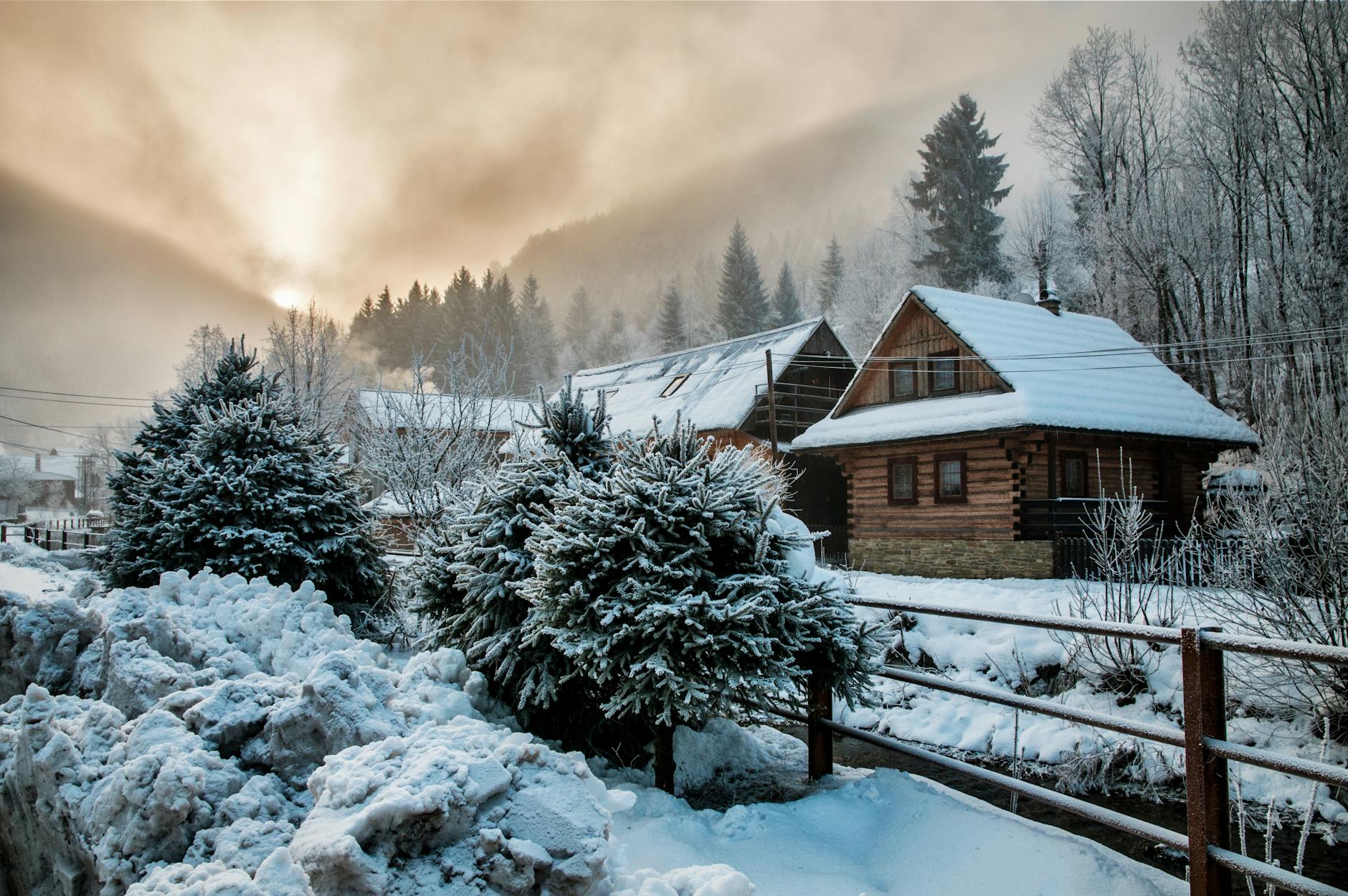 A Snow Covered Village Free Stock Photo a-snow-covered-village-free-stock-photo