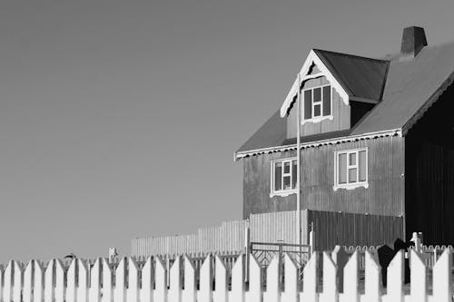 Free A Wooden House with Fences Stock Photo