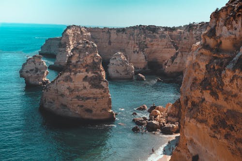 คลังภาพถ่ายฟรี ของ praia da marinha, การก่อตัวของหิน, งดงาม